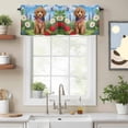 thumbnail image 2 of Curtain Valance for Windows, Cute Dog USA Flag Scarf Kitchen Valances Rod Pocket Short Curtains, Farm Red White Purple Flowers Window Valance for Bedroom Bathroom Living room 56x16in, 2 of 9