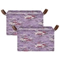 thumbnail image 2 of Foldable Storage Basket Waterproof Fabric Features Metal Frame + Hollow Board Support For Clothing and Toy Storage Mediumx1 Jasmine Flower on Purple Background, 2 of 8