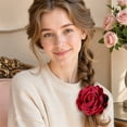 thumbnail image 4 of Rose Flower Hair Claw Clip - Large Camellia Satin Fabric Hair Accessories, Elegant Solid Color Floral Jaw Clip, Strong Hold Non Slip Grip, Fancy Twist up Style, Wedding Prom Party Makeup Organizers, 4 of 9