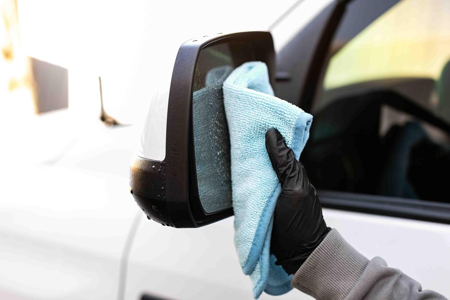 The Rag Company – Premium FTW – Microfiber Cleaning Towels for Glass, Windows, Mirrors & Polished Surfaces, Streak-Free, Scratchless, 16in x 16in, Ice Grey, 3-Pack