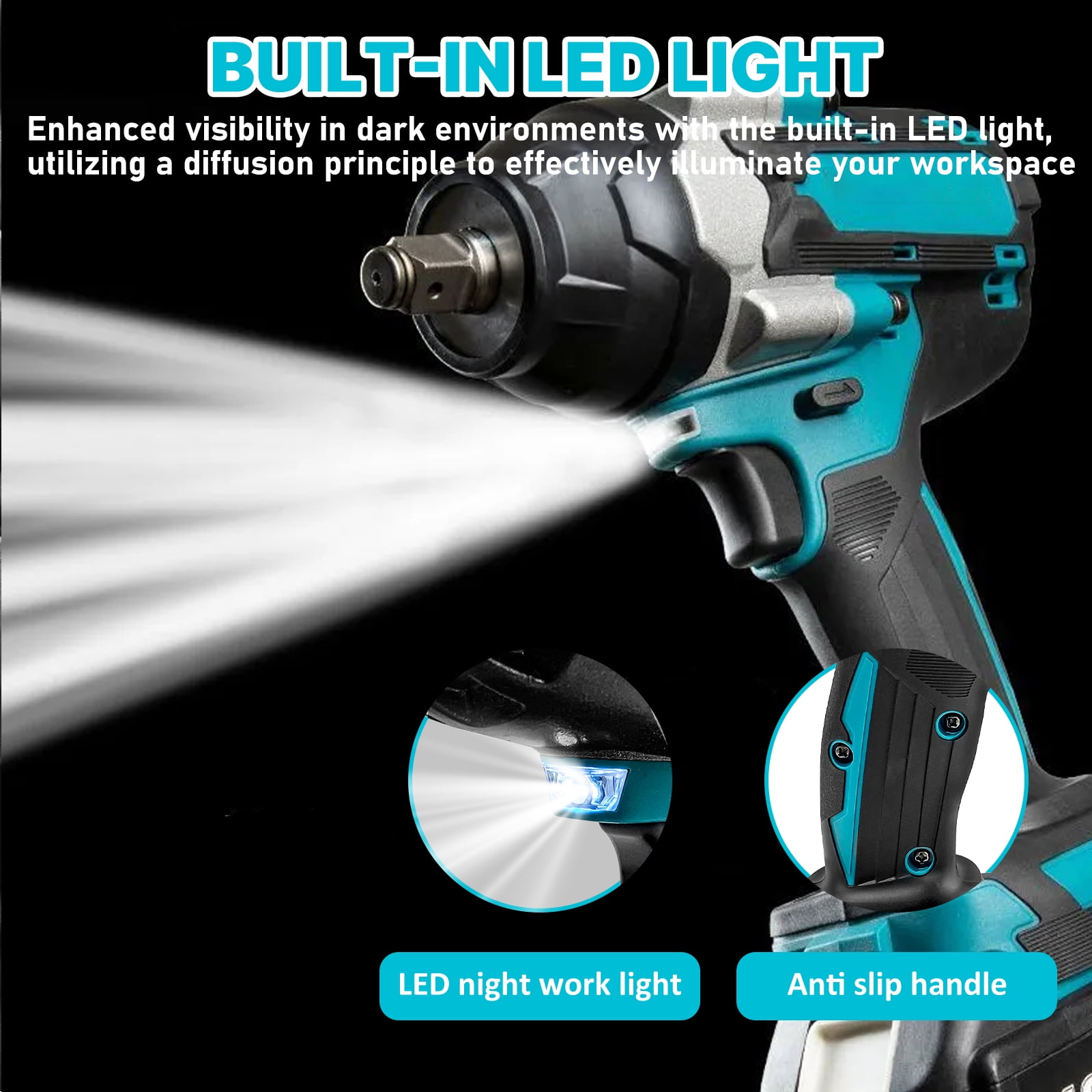 iMeshbean 21V Lithium‑Ion Brushless Cordless High‑Torque 1/2 in. Electric Impact Wrench