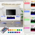 thumbnail image 6 of MELLCOM 80" Fireplace TV Stand, Entertainment Center with 16 Color Led Lights and 12 Flame Fireplace Insert Heater, TV Console for TVs up to 80" for Living Room, White, 6 of 7
