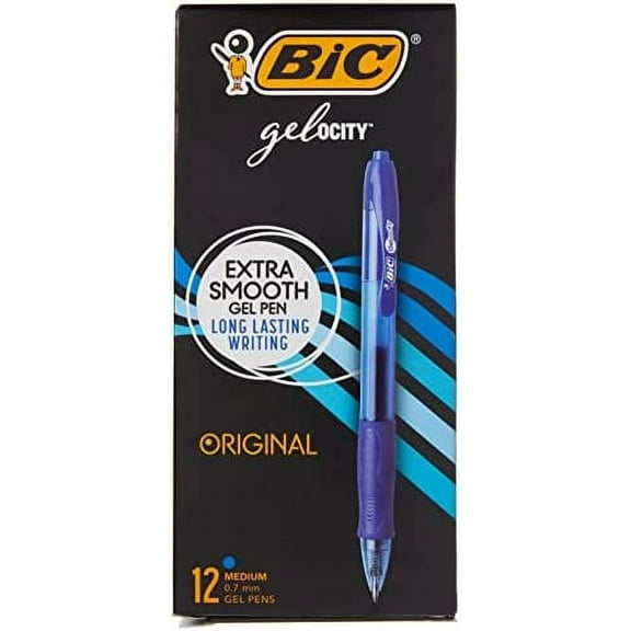 BIC RLC11-BLUE Gel-ocity Retractable Gel Pen, Medium Point (0.7 mm), Blue, 12-Count