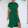 thumbnail image 3 of Baikeli Cheap Dress Summer Dresses for Women 2024 Lapel Neck Sundress Bandage Tunic Outfits Solid Color Dresses Beach Vacation Dress Summer Dresses, 3 of 6