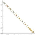 thumbnail image 3 of Real 14kt Tri-color Oval Link Tri-color Mirror Beads Chain Bracelet; 7.5 inch; for Adults and Teens; for Women and Men, 3 of 3