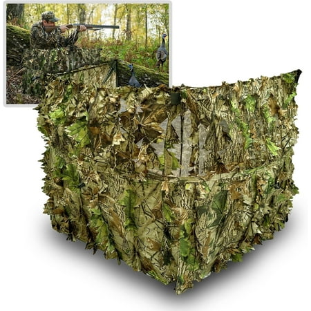 AYIN 3D Leaf Hunting Ground Blind for Turkey & Deer 3-Panel Stalking Wall Blind Silent & Portable