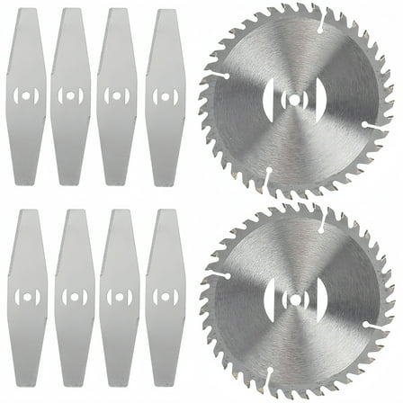 Jinyi Lawn Mower Grass Trimmer Blade,2pcs Round Saw Blades  8pcs Metal Blade