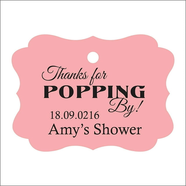 100 PCS Personalized Baby Shower Favors Tags Custom Quote Thank You For Popping By Baby Shower Gift Hang Tags