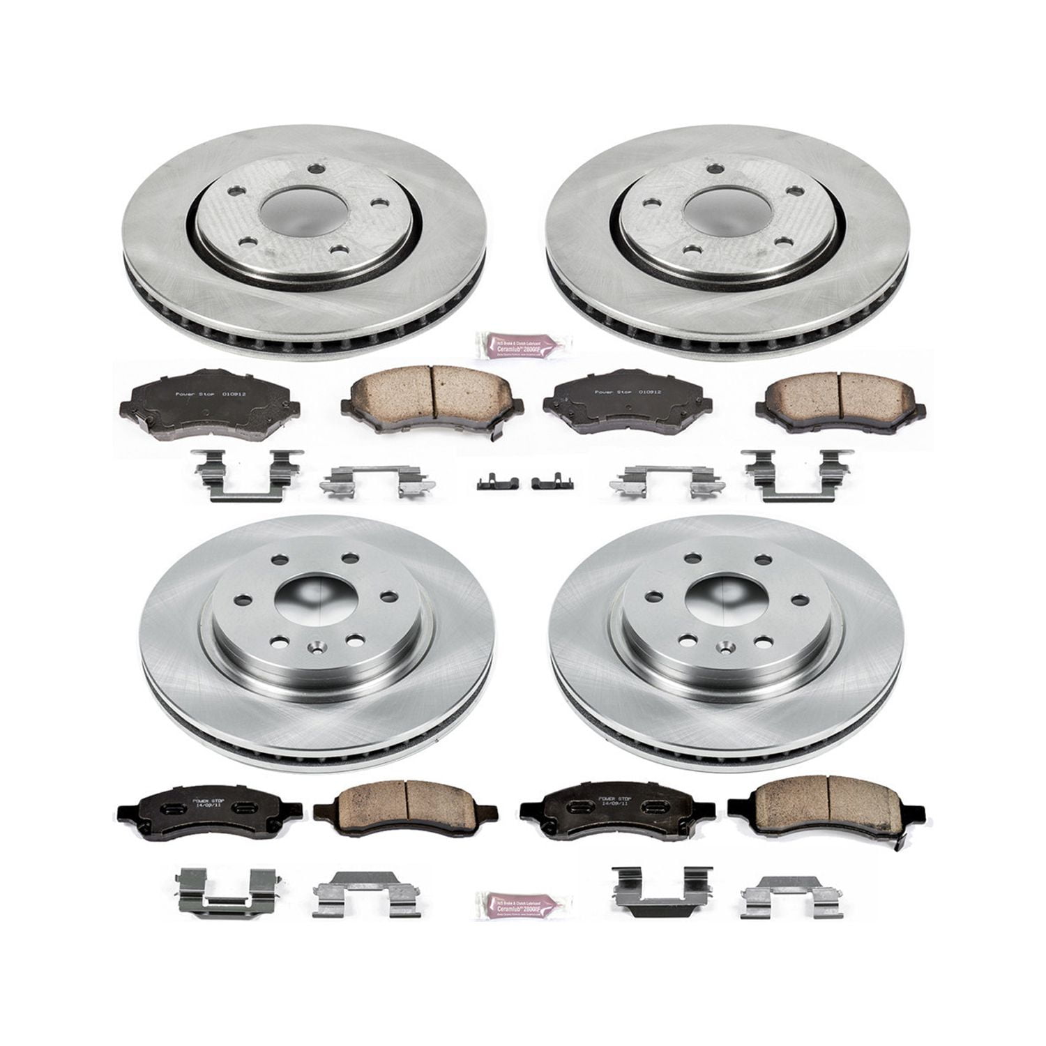 Power Stop Front and Rear Stock Replacement Brake Pad and Rotor Kit KOE4466 Fits 2017 Chevrolet Traverse
