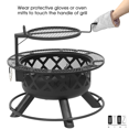 Wood Burning Fire Pit with QuickRemovable Cooking Grill, Black, 32 in