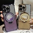 thumbnail image 6 of for iPhone 16 Pro Max Bling Kickstand Case, Girls Woman Glitter Floating Liquid Ring Holder with Camera Lens Protector Soft Cute Stand Shockproof Phone Cover for iPhone 16 Pro Max (Silver), 6 of 11