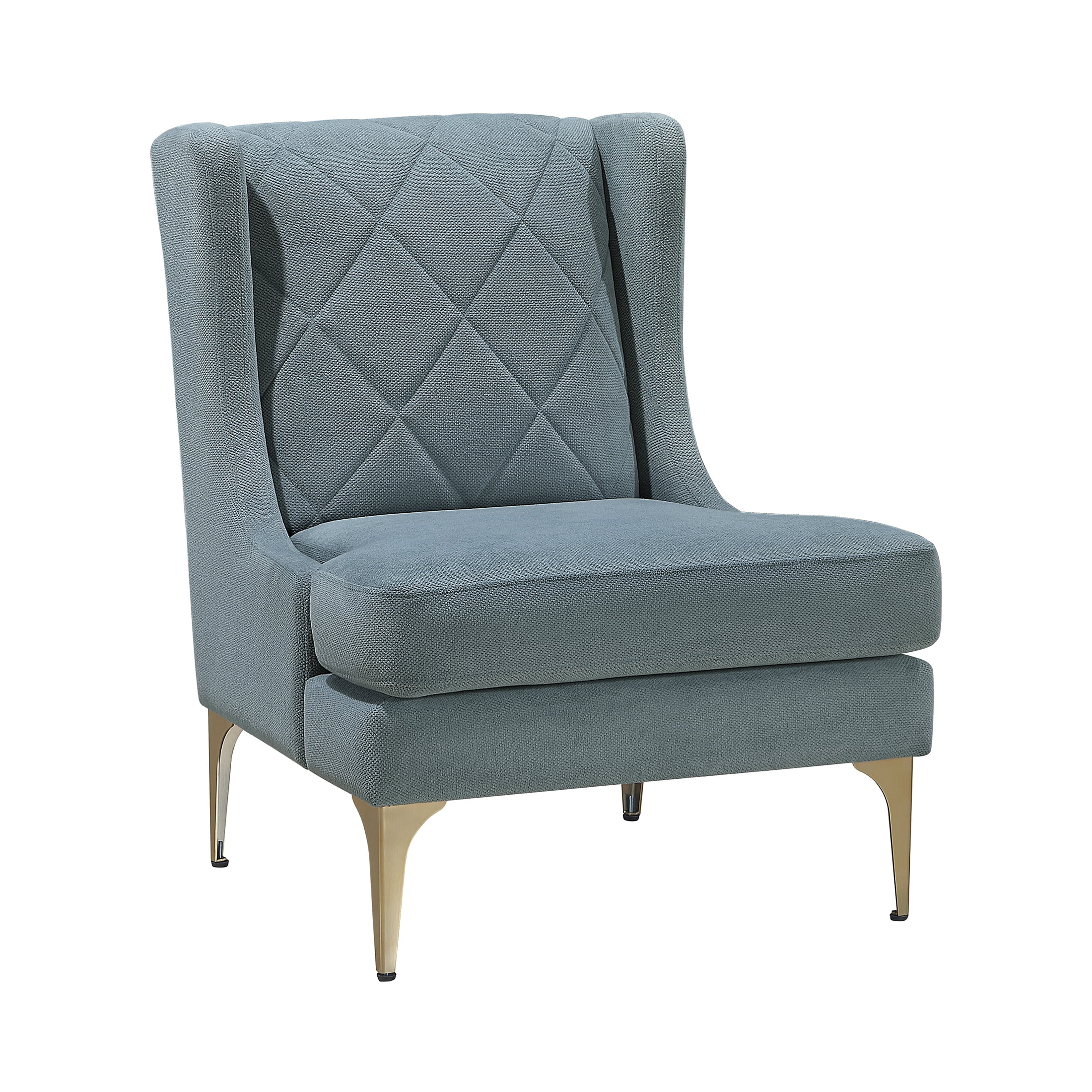 OakvillePark Emberhollow Chenille Wingback Accent Chair with Metal Legs, Blue