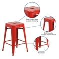 thumbnail image 6 of Flash Furniture 4 Pack Commercial Grade 24" High Backless Red Metal Indoor-Outdoor Counter Height Stool with Square Seat, 6 of 13