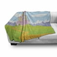 thumbnail image 3 of Fairy Tale Soft Flannel Fleece Throw Blanket, Magnificent Princess Castle Landscape on the Hillsbove the Snowy Mountains, Cozy Plush for Indoor and Outdoor Use, 50" x 70", Multicolor, by Ambesonne, 3 of 6