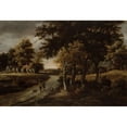 thumbnail image 2 of Meindert Hobbema 18x13 Black Ornate Wood Framed Double Matted Museum Art Print Titled - Wooded Landscape with Figures on a Path (Mid-17th to Early 18th&nbsp;Century), 2 of 5