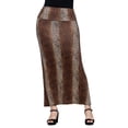 thumbnail image 4 of Women's 24Seven Comfort Apparel Animal Print Foldover Waist Maxi Skirt Color: Wine Multi Size: LARGE, 4 of 5