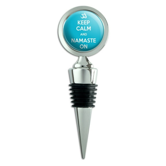Keep Calm And Namaste On Yoga Wine Bottle Stopper