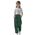 thumbnail image 1 of WENXIAOO Toddler Girl Sweatpants Adjustable Drawstring Casual Pants With Pockets Solid Pants Green Sweat Pants For Girls Kids Spring Fall Sweatpants Size 7-8 Years, 1 of 7