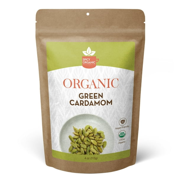 SPICY ORGANIC Cardamom Pods 4 OZ 100 USDA Organic, NonGMO Cardamom