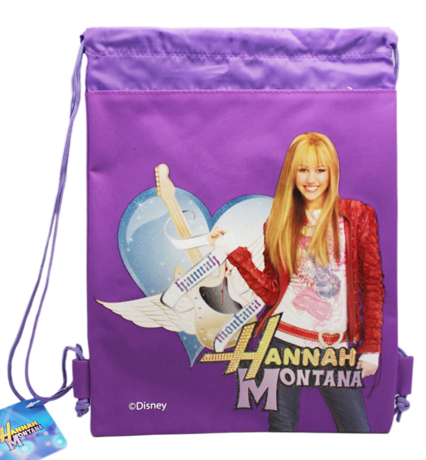 Hannah Montana Disney's Holding a Guitar Violet Colored Drawstring