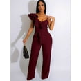 thumbnail image 2 of [Sleeveless Jumpsuit] Elegant One Piece Jumpsuits | Womens Casual V-Neck Sleeveless Ruffle Romper Wide Leg Pant Sexy Party Clubwear Overalls, 2 of 4