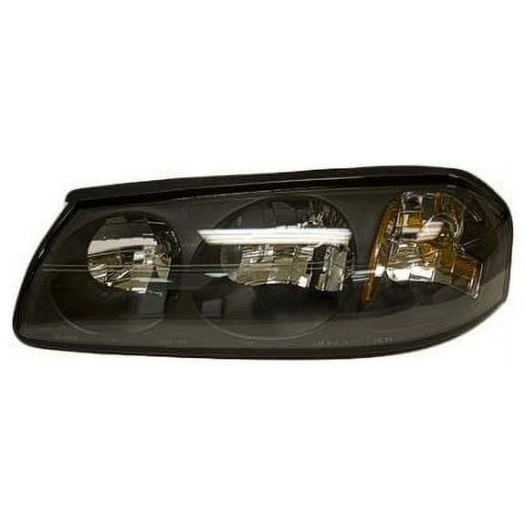 Left Driver Side Headlight Assembly - Black Bezel - without Center Bulb Shield - Compatible with 2004 - 2005 Chevy Impala (From 2/06/2004)