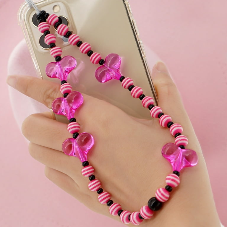 harmtty Phone Lanyard Colorful Striped Beads Unisex Exquisite Lightweight  Mobile Phone Wrist Strap Phone Accessories,J 