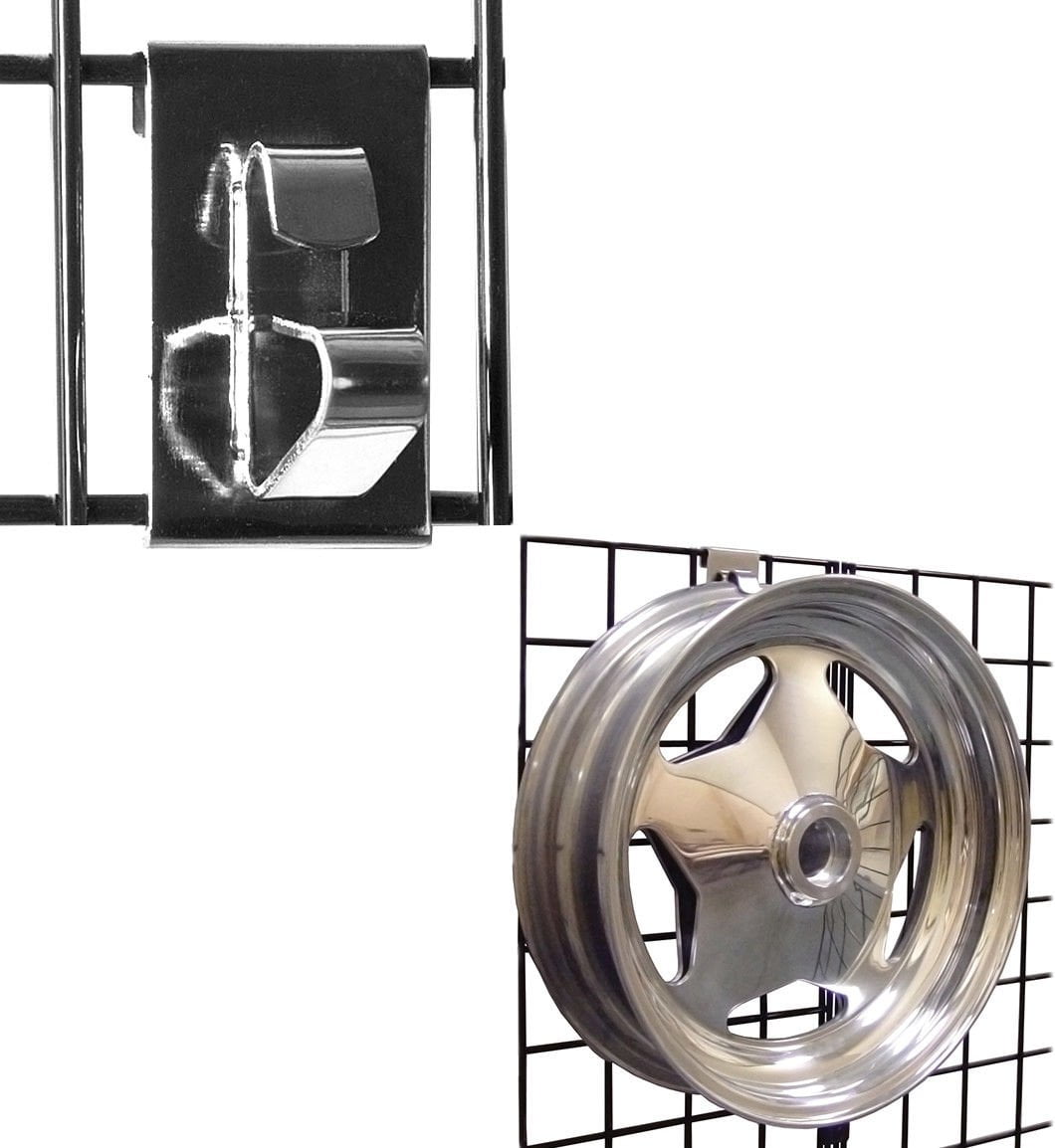 Gridwall Wheel Holder/Grid Wheel & Rim Display Hook for Gridwall Panels