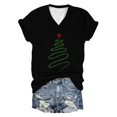 thumbnail image 4 of Summer T Shirts For Women Solid Color V Neck Short Sleeve Spring Casual Shirts Beach Outfits, 4 of 4
