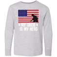 thumbnail image 3 of Inktastic Military Uncle is My Hero Us Flag Long Sleeve Youth T-Shirt, 3 of 5
