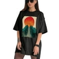 thumbnail image 3 of Plus Size Shirt for Women Black Tops for Women Short Sleeves Shirt for Women Abstract Sun T Shirt Crewneck Shirt for Women XL, 3 of 5
