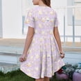 thumbnail image 5 of yuCgh Easter Dress for Toddler Girls, Short Sleeve Summer Dress with Pocket, Colorful Print Casual Party Dress for Easter Celebration,Light Purple 150, 5 of 5
