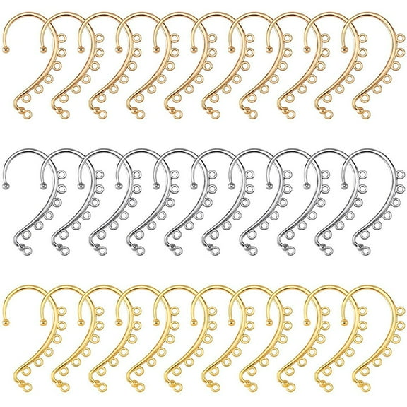 Aloha 30pcs DIY Ear Cuffs Non Piercing 6-Holes Ear Wraps Earrings Hooks DIY Earring Parts