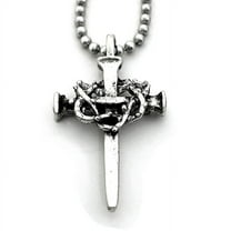 Nail Crown Cross Necklace (aafour) Antique Silver Ball Chain Lead Free Pewter