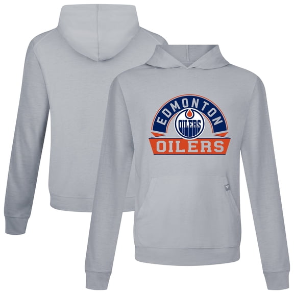 Men's Levelwear Gray Edmonton Oilers Relay Banner Arch Pullover Hoodie