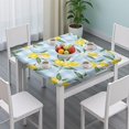 thumbnail image 3 of Yellow Lemon Fruit Flowers BlueWhite Pattern Square Fitted Tablecloth with Elastic Edge,Square Table Cover,Washable Elastic Table Cover for Home Kitchen Party Decor 36"x36", 3 of 6