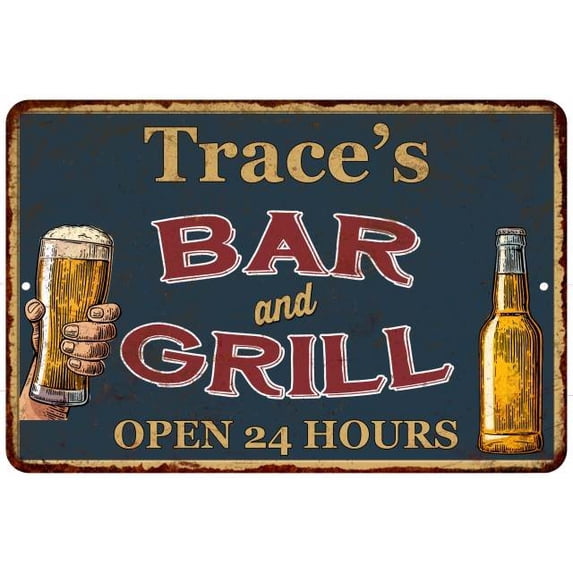 Trace's Green Bar and Grill Metal Sign 8x12 Decor 208120044301