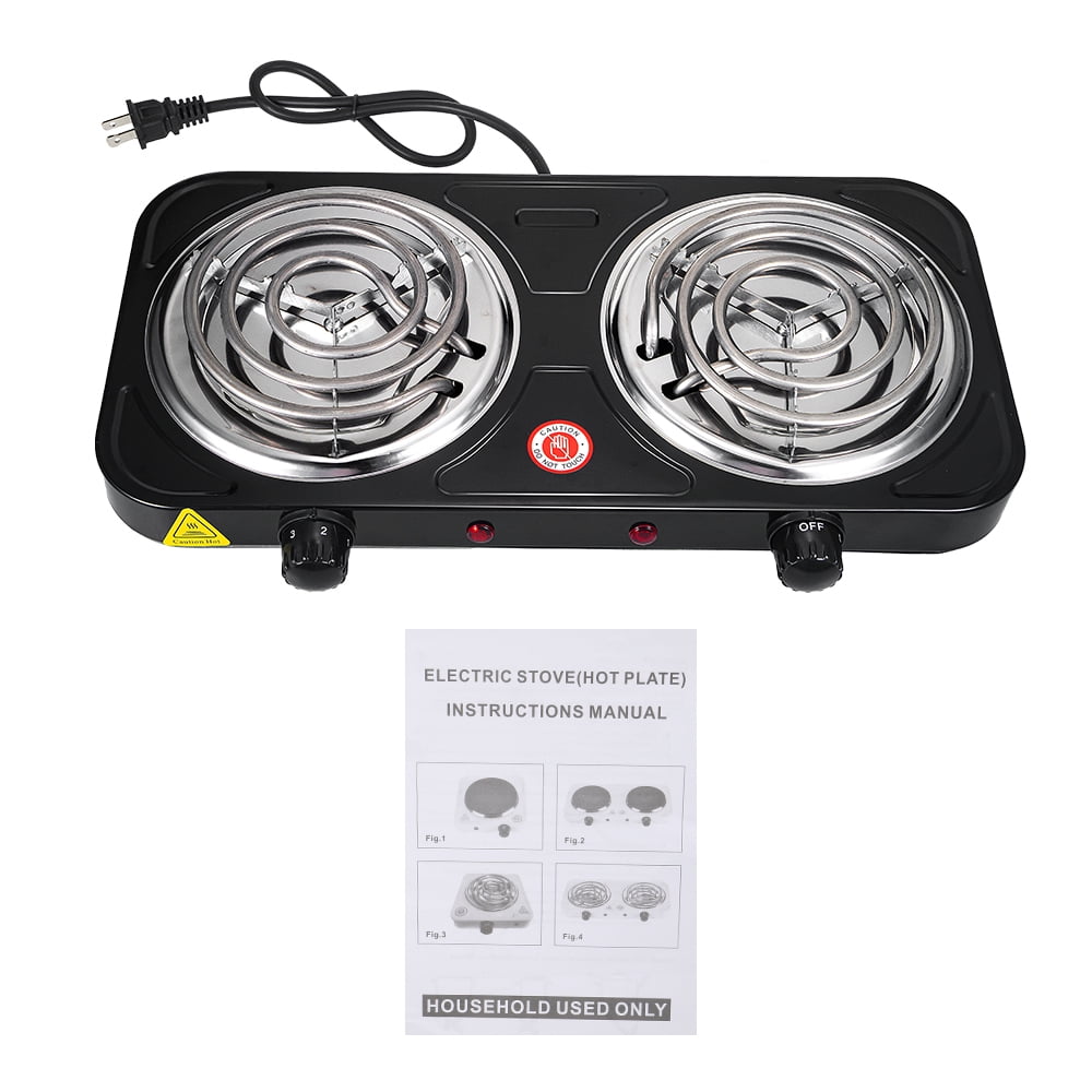 Electric Camping Double Burner Hot Plate 2000W 110V Portable Heating Cooking Stove