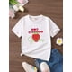 thumbnail image 1 of Kids Summer Casual T-Shirt, 100% Polyester Crew Neck Loose Fit Tee with Slight Stretch, Breathable Knit Fabric, Fruit & Vegetable Print, Strawberry Graphic Top for Girls, 1 of 6