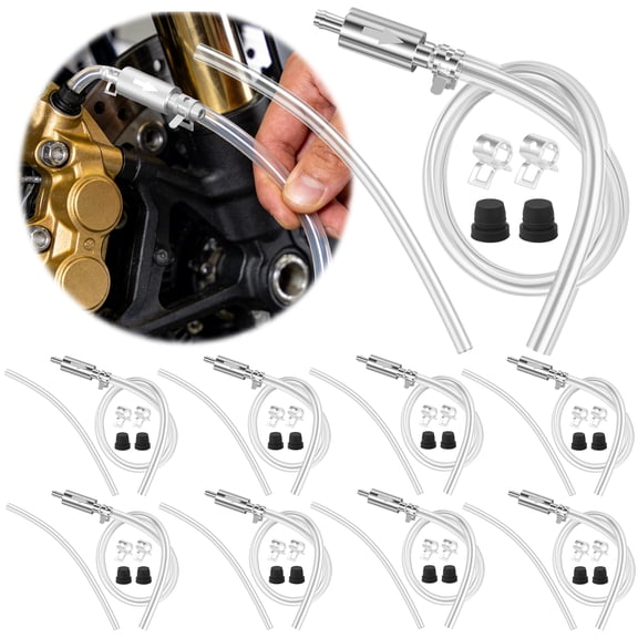 9Set Brake Bleeder Kit Brake Bleeder Hose One Way Check Valve with Metal Clip and Rubber Gasket for Motorcycle Car ATV Scooter Clutch