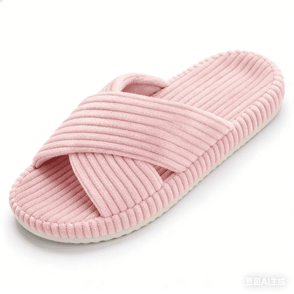 Slippers for Women Memory Foam House Bedroom Corduroy Bow Crossbands Slide Slipper Shoes Comfy Pink Size 8-9