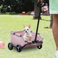 thumbnail image 1 of Carrito para mascotas, cochecito para perros, fácil de plegar para almacenamiento, cochecito para perros con ruedas para perros pequeños y medianos al rosa, 1 of 8