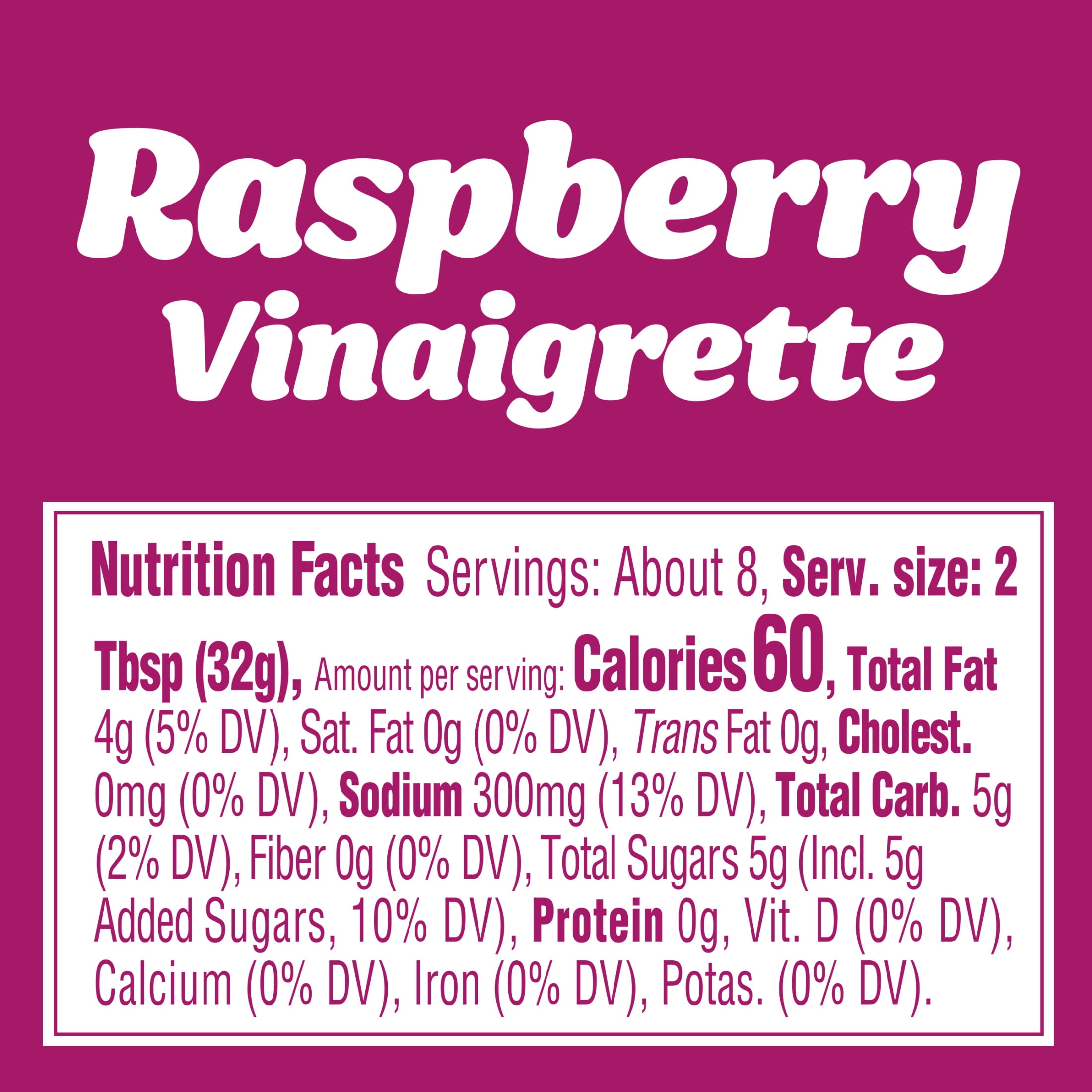 (6 pack) Kraft Raspberry Vinaigrette, 8 fl oz Bottle