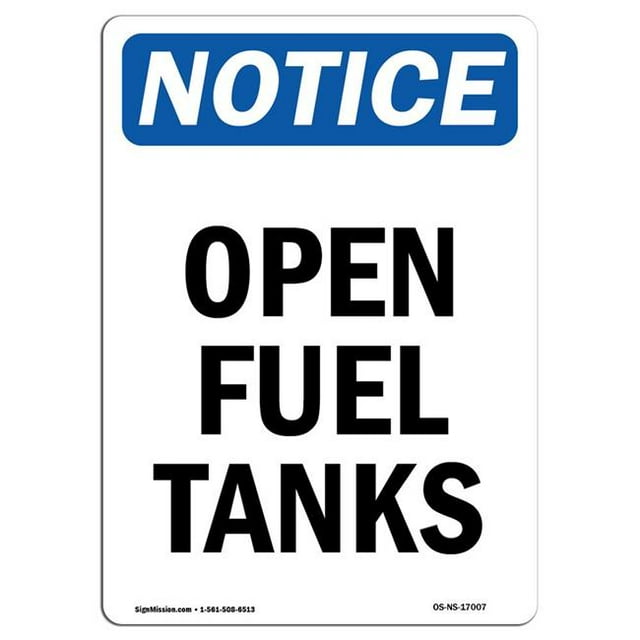 SignMission OS-NS-A-1218-V-17007 12 x 18 Po Panneau d'Avertissement OSHA - Réservoirs de Carburant Ouverts