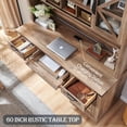 thumbnail image 3 of OKD Farmhouse Executive Desk with Hutch, Rustic Office Desk with Charging Station and Keyboard Tray,Home Workstations with File Drawer, Storage Cabinet, Wood Computer Writing Desk, Reclaimed Barnwood, 3 of 8