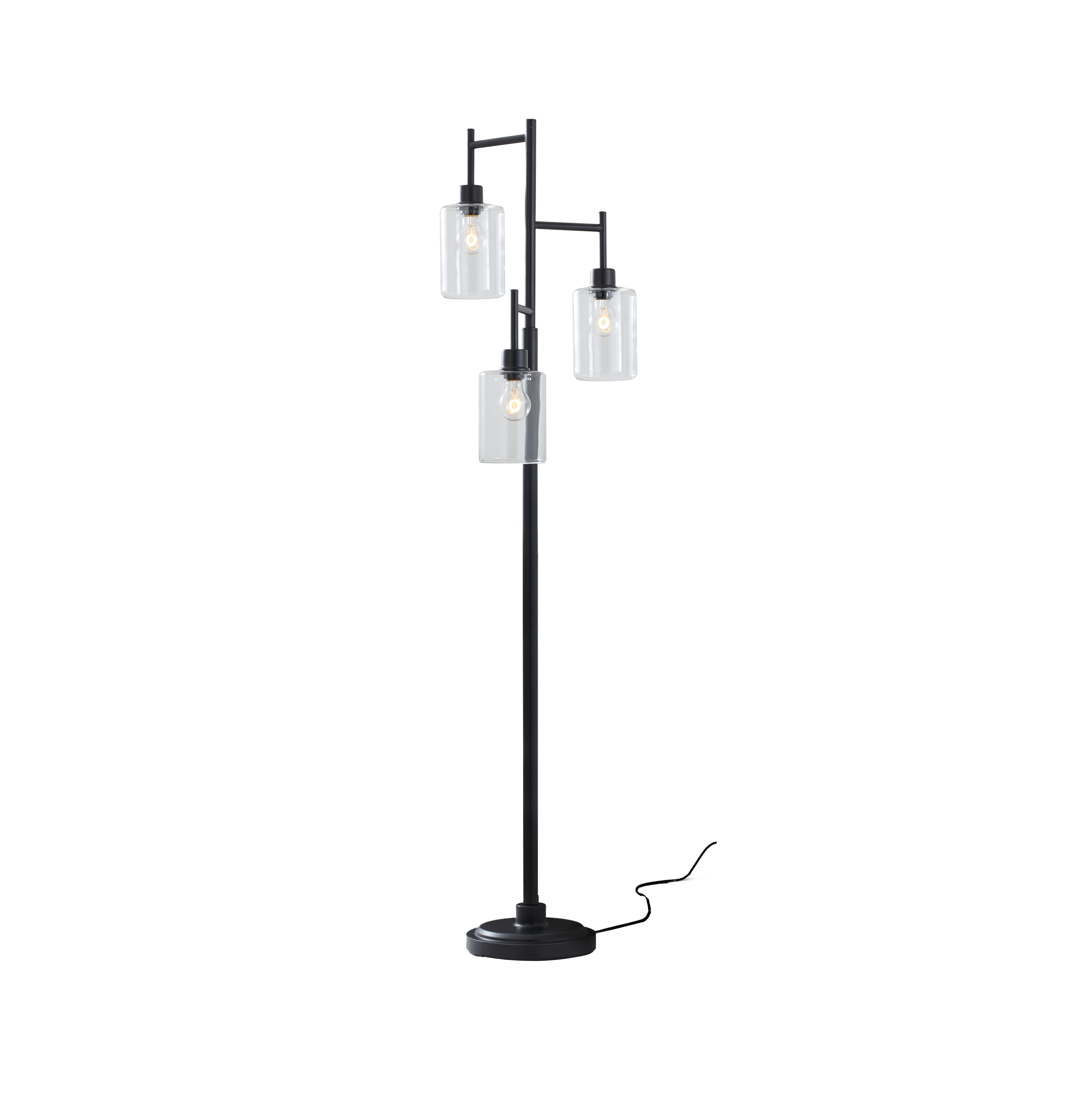 Better Homes & Gardens 3-Light Floor Lamp, Black Glass photo 4