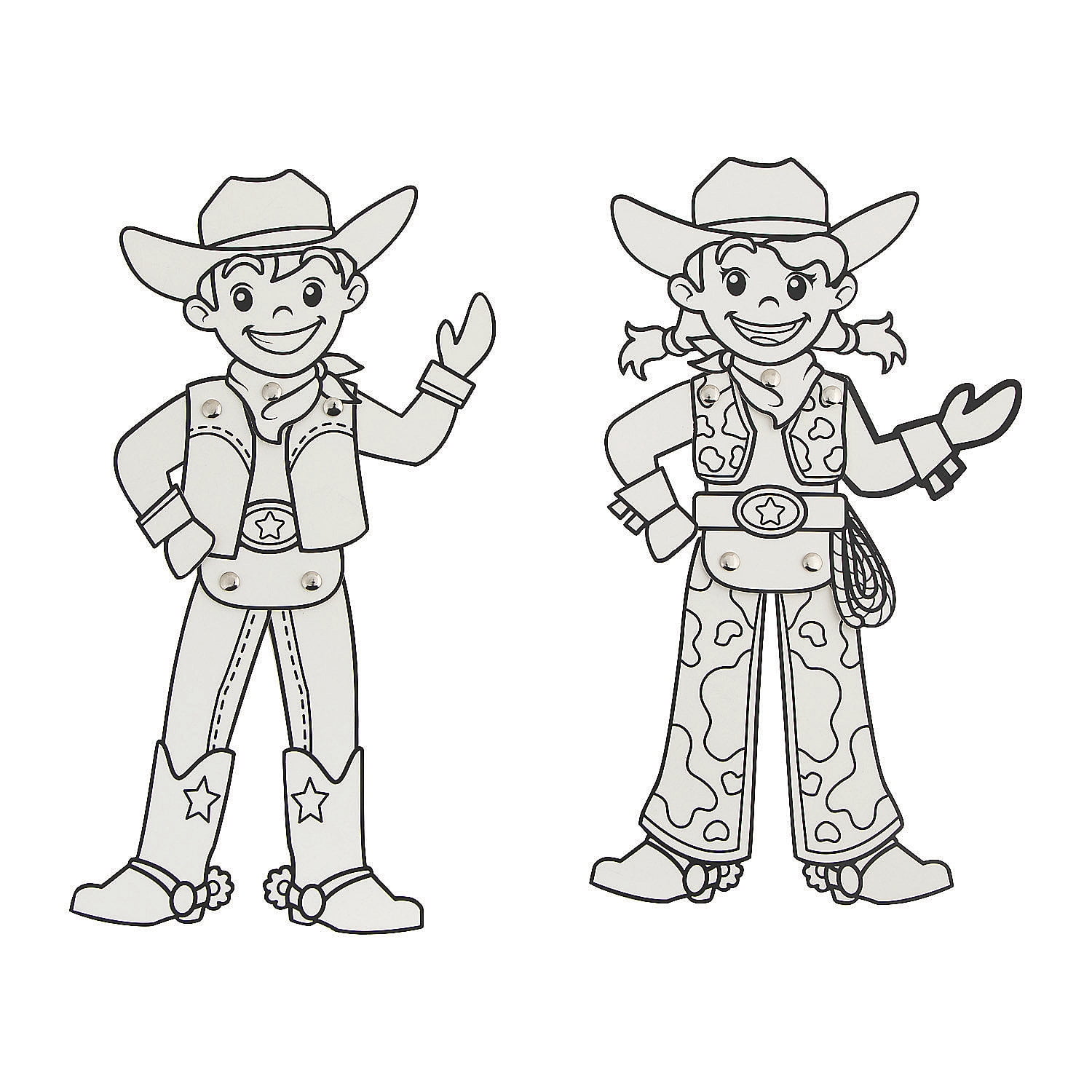 Color Your Own Cowboy & Cowgirl Jointed Characters, Craft Kits