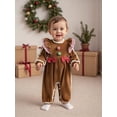 thumbnail image 6 of Rovasas Christmas Infant Baby Girl Romper Gingerbread Man Crew Neck Ruffle Long Sleeve Contrast Color Fall Jumpsuit, 6 of 9