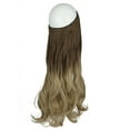 thumbnail image 3 of Hairpiece Hair Extensions with Invisible Transparent Wire Adjustable Size Removable Secure Clips in Curly Wavy Hidden Secret Hairpiece for Women 20 Inch 4.5 Oz -Black Brown Blonde, 3 of 8