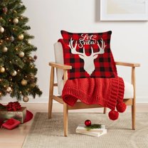 Under $1! PEONAVET Christmas Pillow Cover 18x18 Inch Red Plaid Decorative Throw Pillow Cover Chrsitmas Tree Deer Pillow Case for Farmhouse Home Holiday Decor